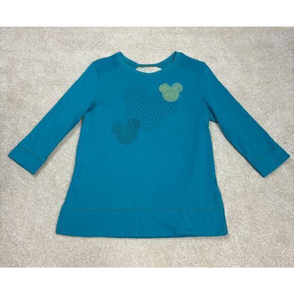 Disney Parks Geometric Mickey Mouse Blue 3/4 Sleeve Sweatshirt Size S